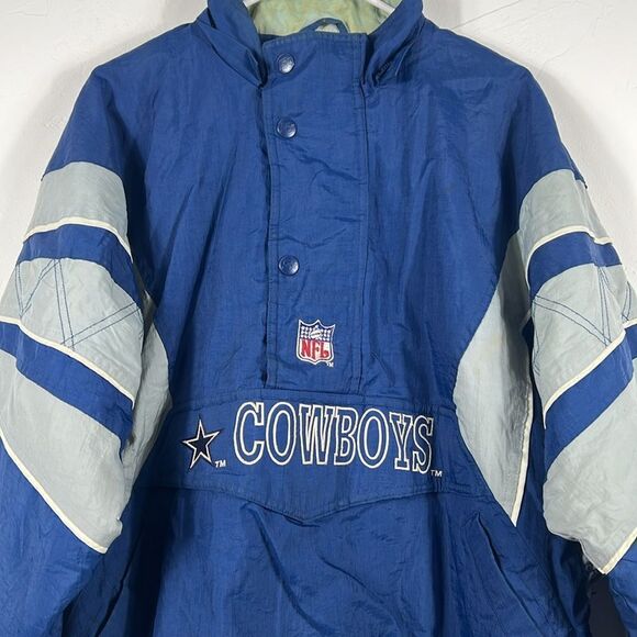 🔥🏈 Vintage DALLAS COWBOYS NFL ProLine Starter Puffer 1/2 Zip Jacket Men Sz Lg - Picture 2 of 14